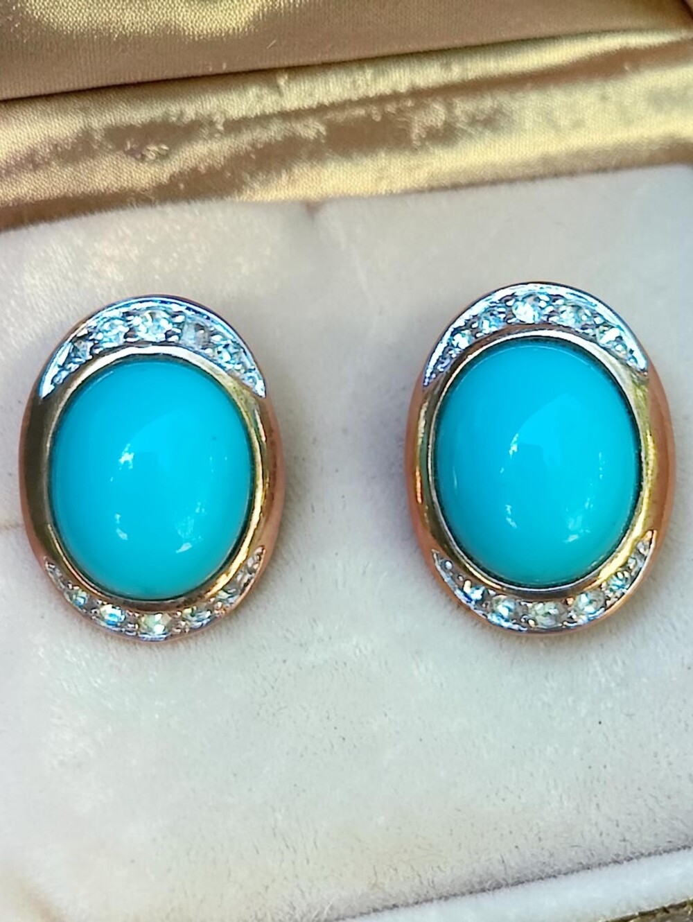 Vintage Panetta Signed Blue Robin's Egg Earrings